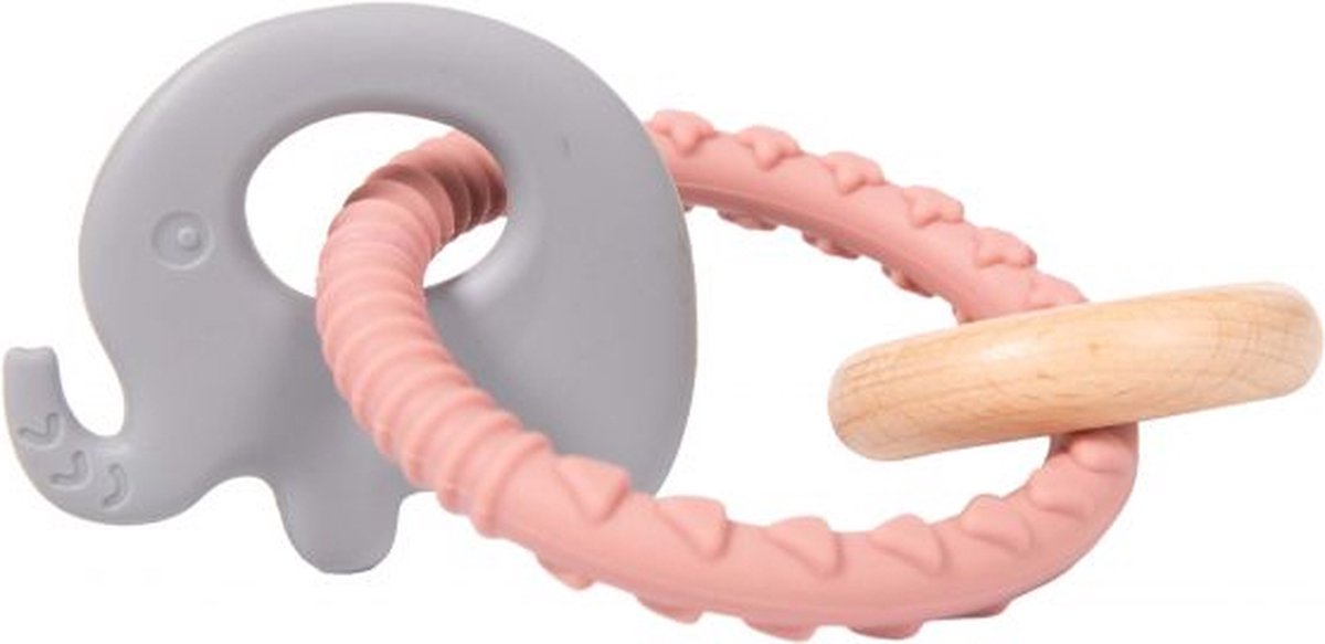 Bo Jungle B- Rattle Rings Olifant | Roze